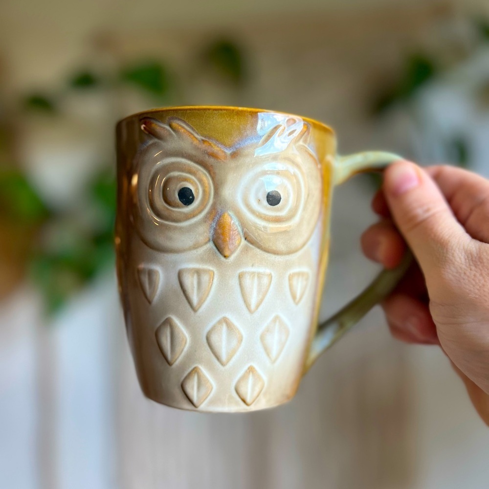 Cottagecore Owl Mug Ceramic Coffee Cup Elite Couture Gibson Boho Woodland Kitche